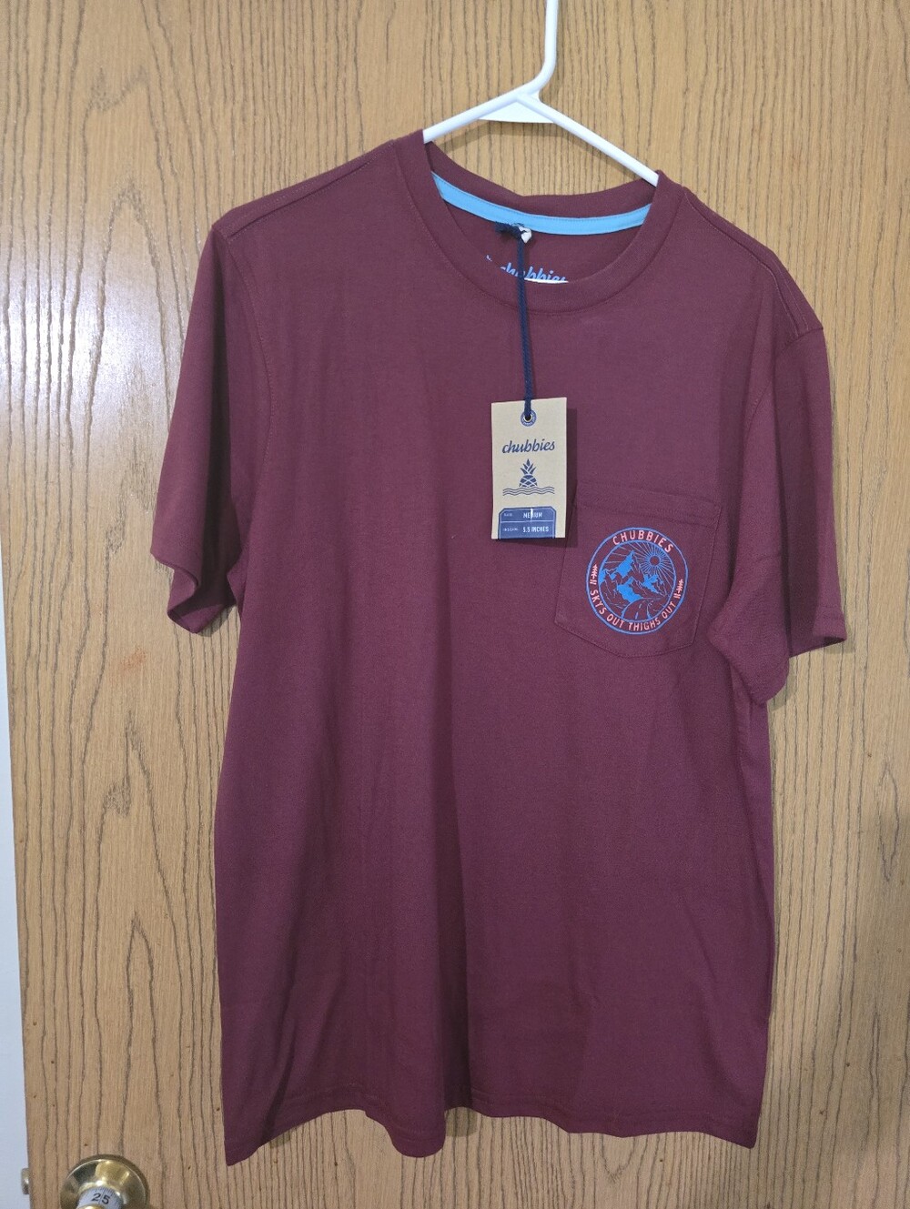 Nwt.Chubbies Maroon Short-Sleeve Pocket Tee with Logo PatchNwt.